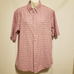 Basic Edition Pink Plaid Stripe‎ Short Sleeve Shirt